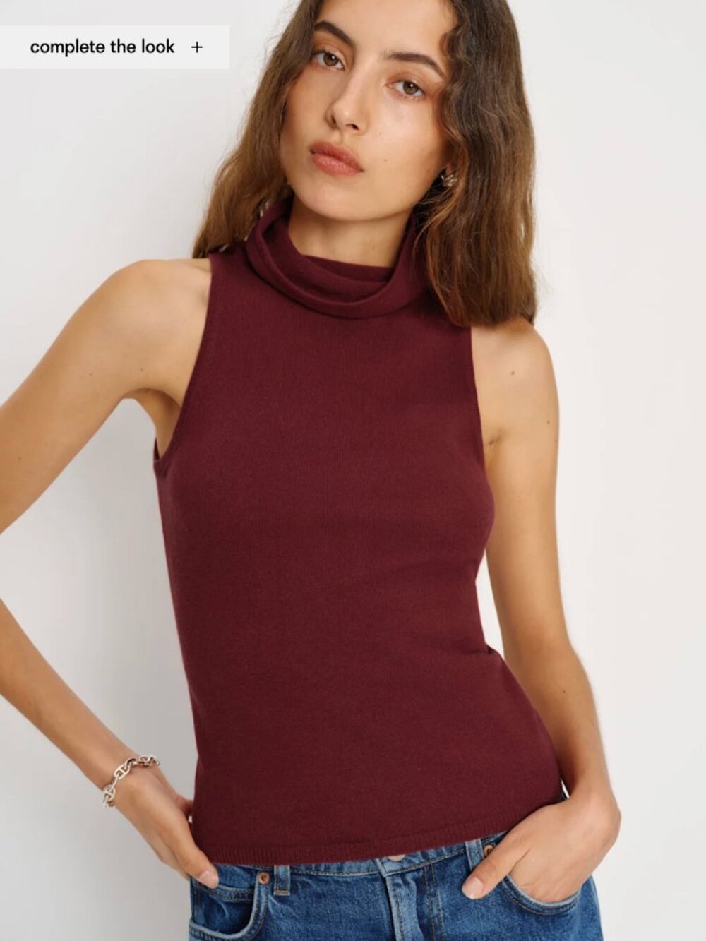 [NWT] Reformation Marcy Cashmere Turtleneck Tank Red - Size S